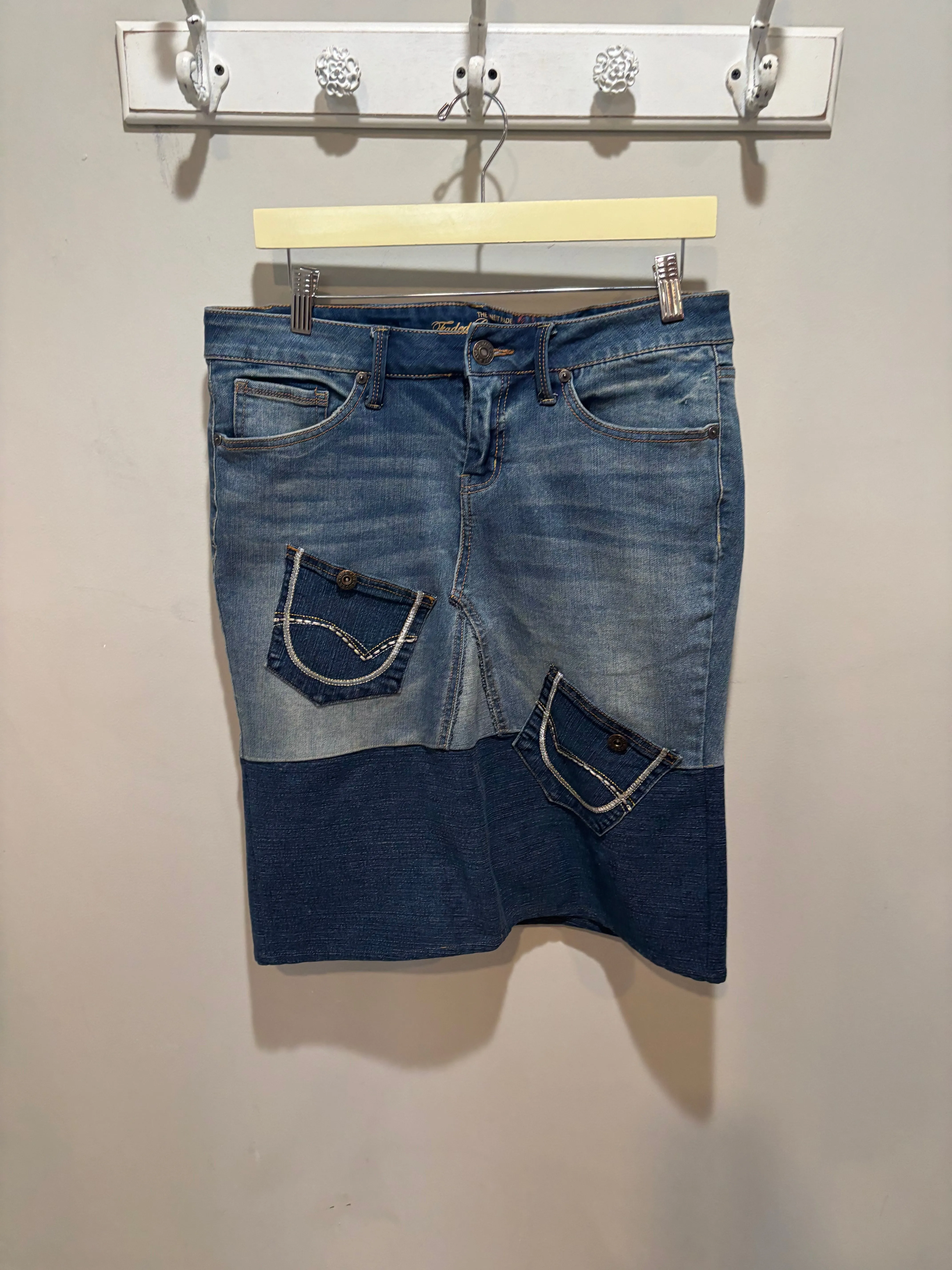 Vintage Faded Glory Medium Wash Denim Skirt