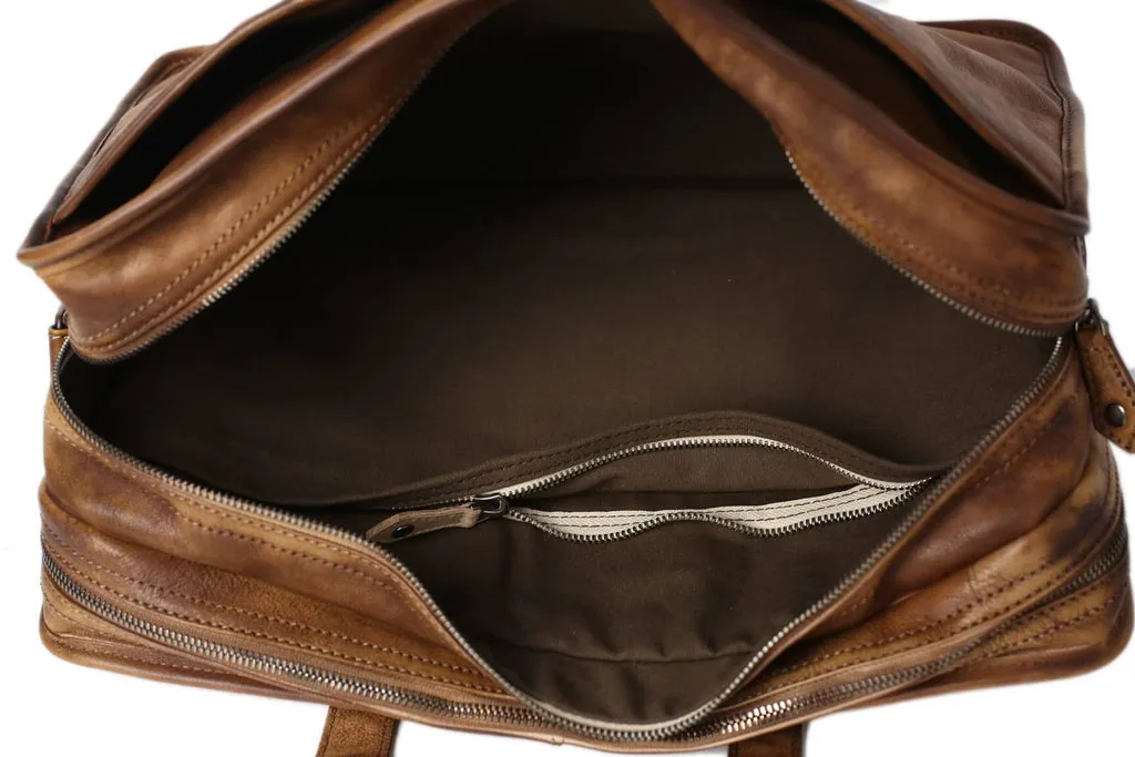 Vintage Full Grain Leather Men Briefcase, 15'' Laptop Bag, Handmade Business Handbag