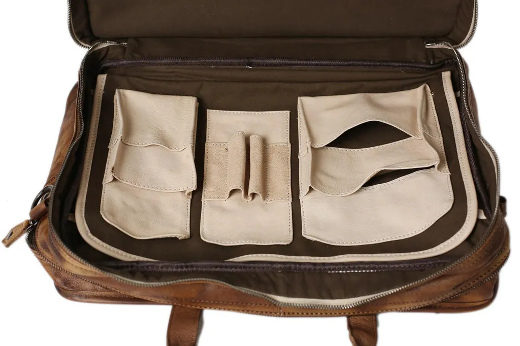 Vintage Full Grain Leather Men Briefcase, 15'' Laptop Bag, Handmade Business Handbag