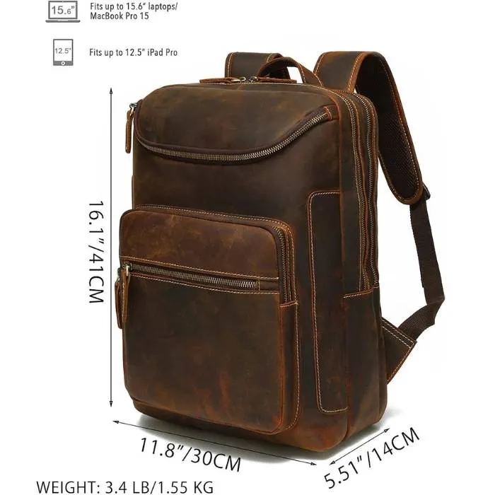 Vintage Genuine Leather Laptop Backpack