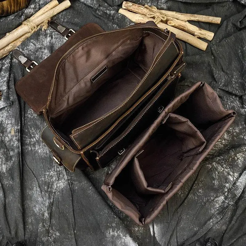 Vintage Leather Satchel Camera Bag for Professional Photographers