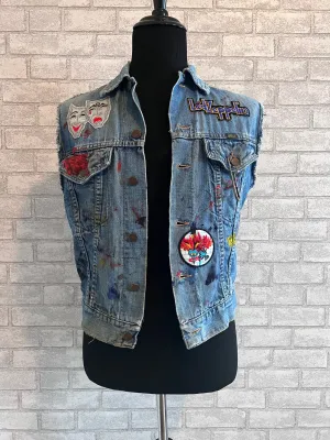 Vintage Maverick Denim Jacket with band patches "Guns N' Rosses, Led Zeppelin, Aerosmith, Pink Floyd"