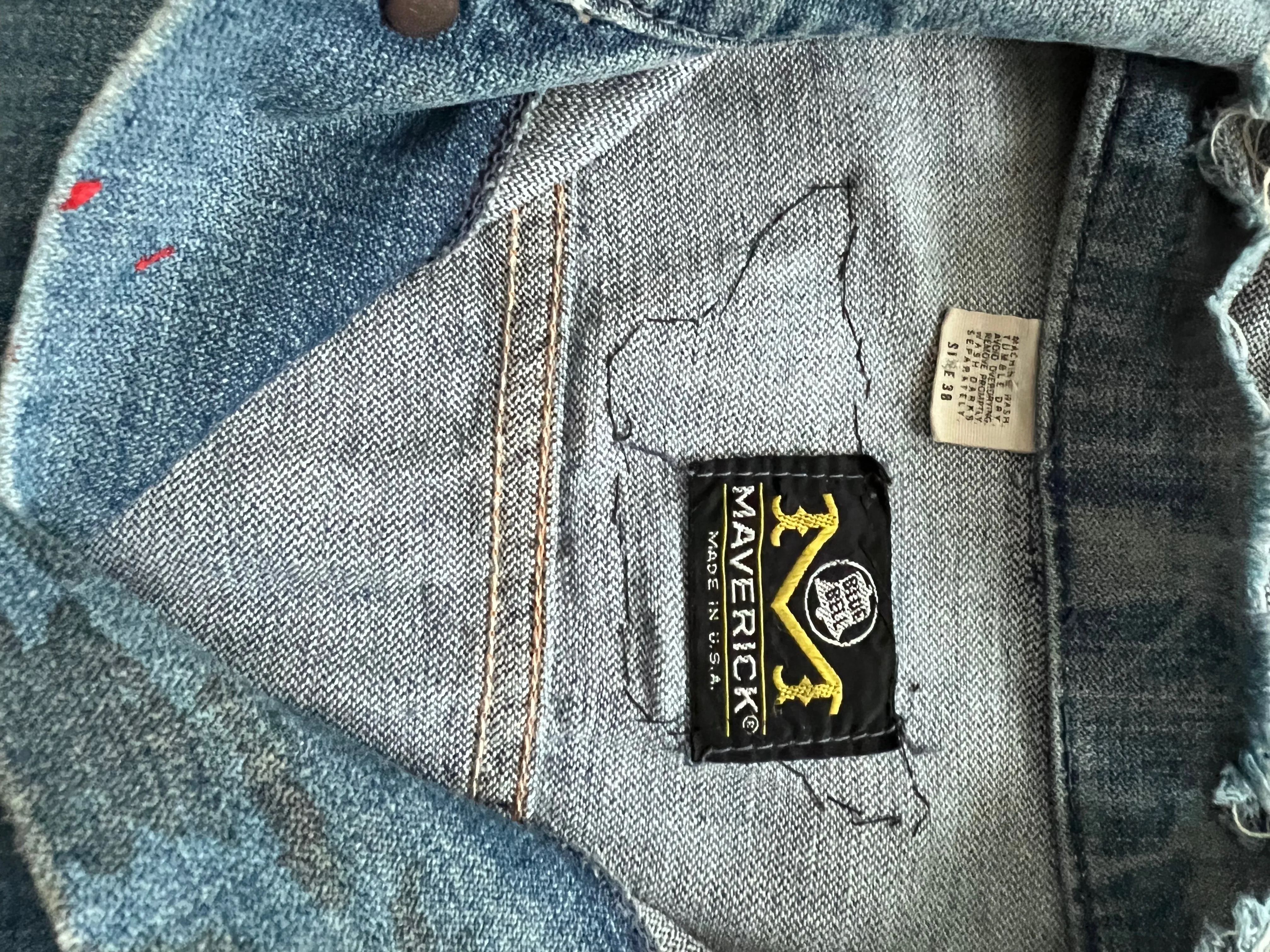 Vintage Maverick Denim Jacket with band patches "Guns N' Rosses, Led Zeppelin, Aerosmith, Pink Floyd"