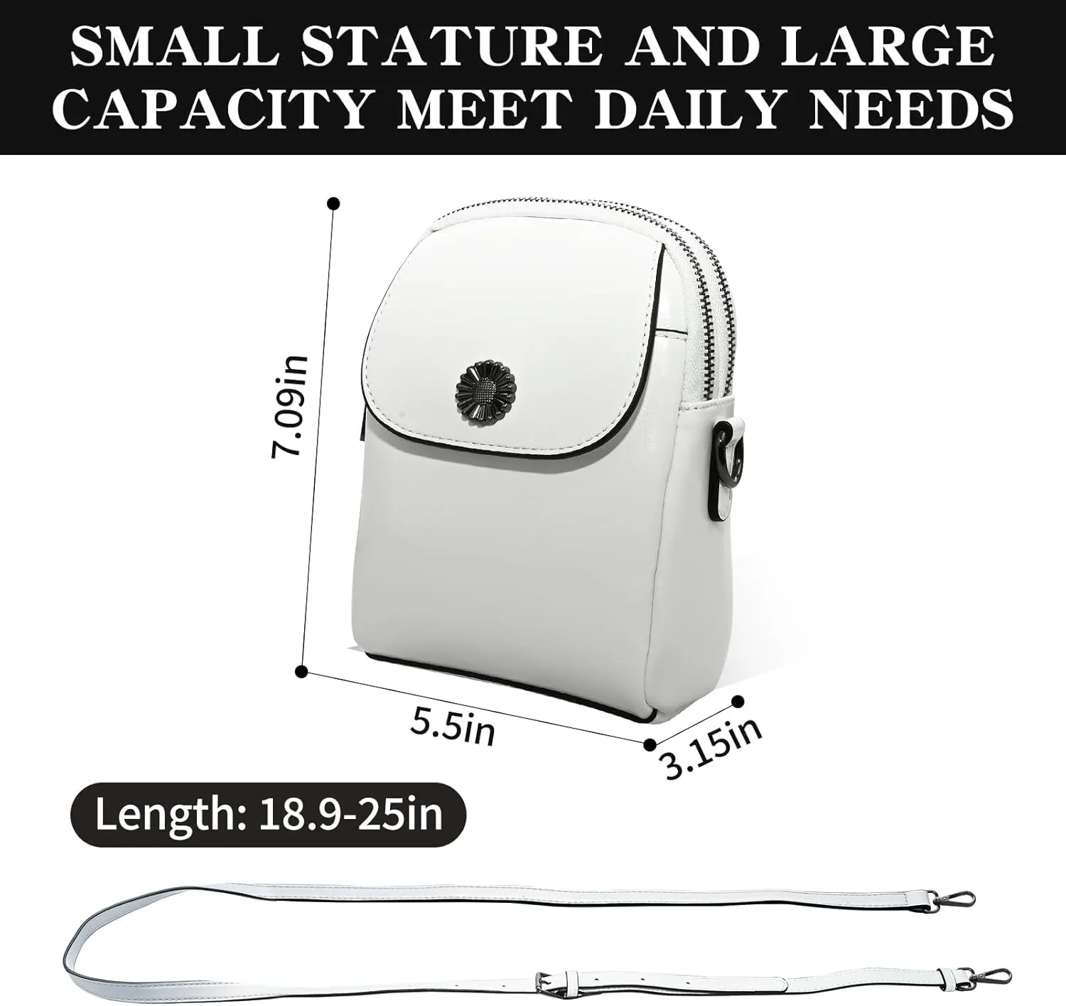 Vintage Small Crossbody Bags for Women Trendy, Leather Triple Compartment Phone Wallet Purse with Adjustable Strap