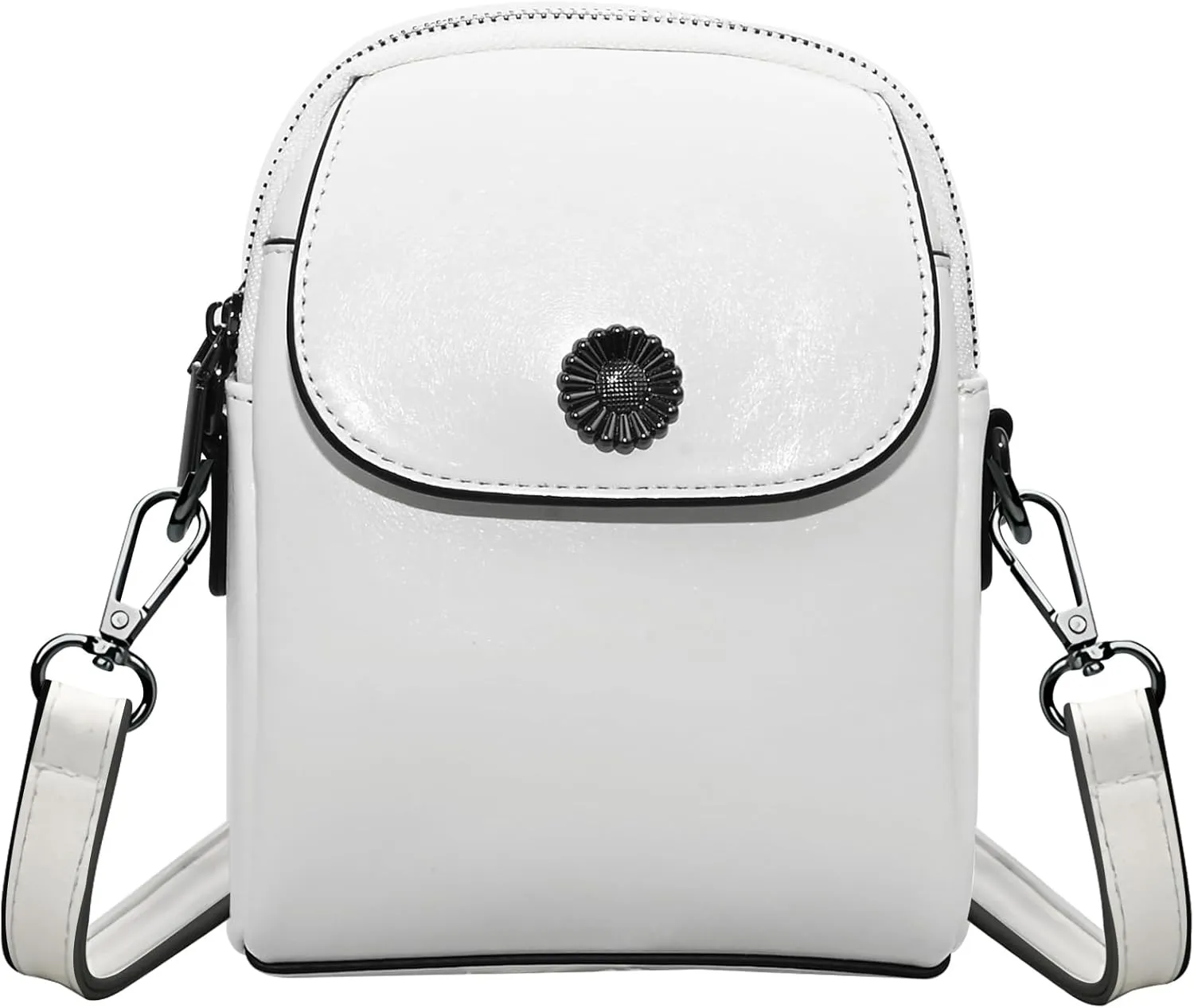 Vintage Small Crossbody Bags for Women Trendy, Leather Triple Compartment Phone Wallet Purse with Adjustable Strap