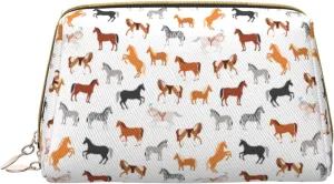 VOSERY Makeup Bag, Cosmetic Bags Travel Toiletry Bag for Women, Large Capacity Makeup Bag Organizer, Cute Horse Donkey Zebra Pony Make up Bag, Cute Makeup Pouch, Waterproof Leather Makeup Case