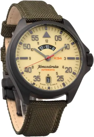 Vostok Original Mens Watch Komandirskie 346790 Mechanical Self-Winding 24-Hour Indicator Luminous Dial Water Proof 100m