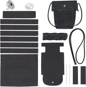 WADORN DIY Knitting Leather Crossbody Bag Making Kits, PU Leather Shoulder Bag Crochet Sets Handmade Sewing Materials Making Tool Set Messenger Bag Making Accessories for Beginners,5.5×6.7Inch(Black)
