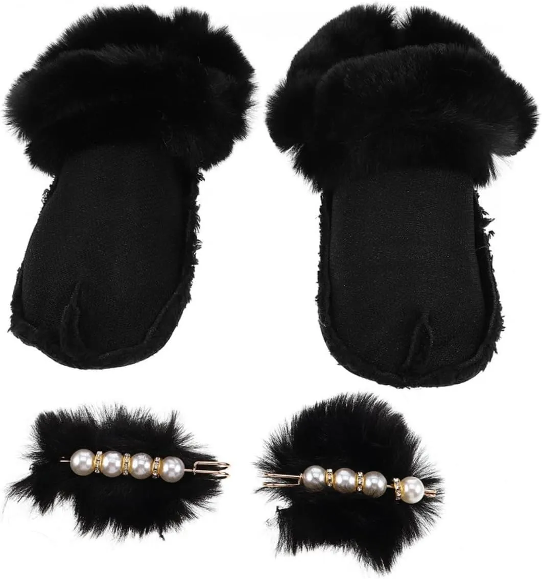 Warm Comfortable Winter Boot Insoles Faux Fur Liner Non-Slip Socks Windproof Shoes Removable Washable for Outdoor/Indoor Activities