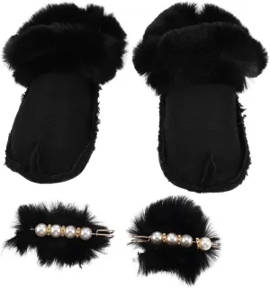 Warm Comfortable Winter Boot Insoles Faux Fur Liner Non-Slip Socks Windproof Shoes Removable Washable for Outdoor/Indoor Activities