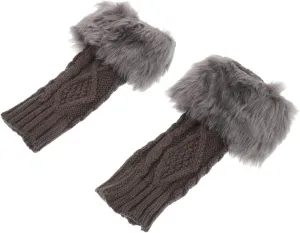 Warm Winter Knitting Arm Warmer Short Wrist Cuffs Faux Fur Cuffs for Women's Clothing Accessories