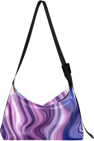 Watercolor Tree and Stars Leather Crossbody Bag, Lightweight Shoulder Hobo Bag, Lady Leather Bag