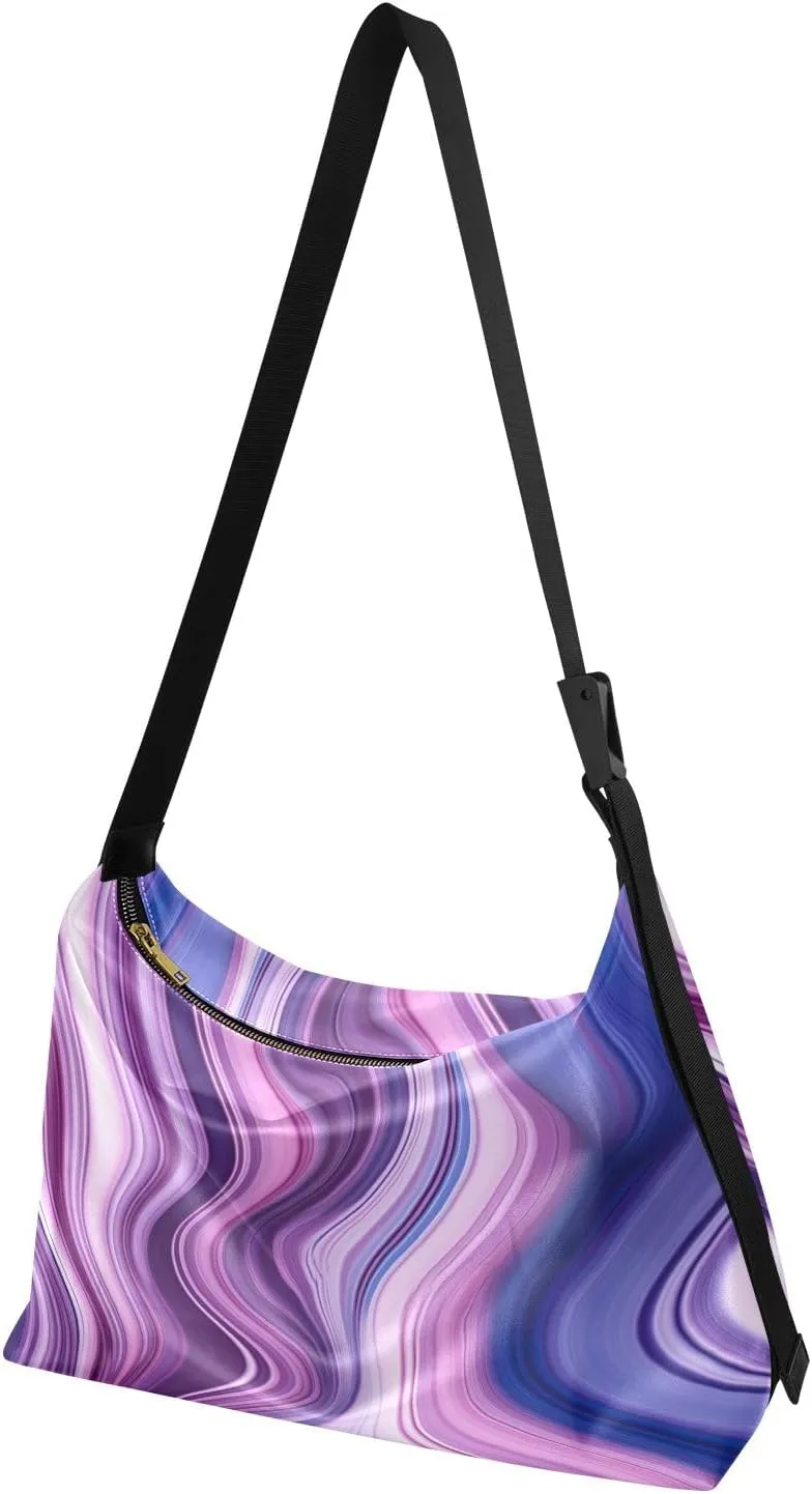 Watercolor Tree and Stars Leather Crossbody Bag, Lightweight Shoulder Hobo Bag, Lady Leather Bag