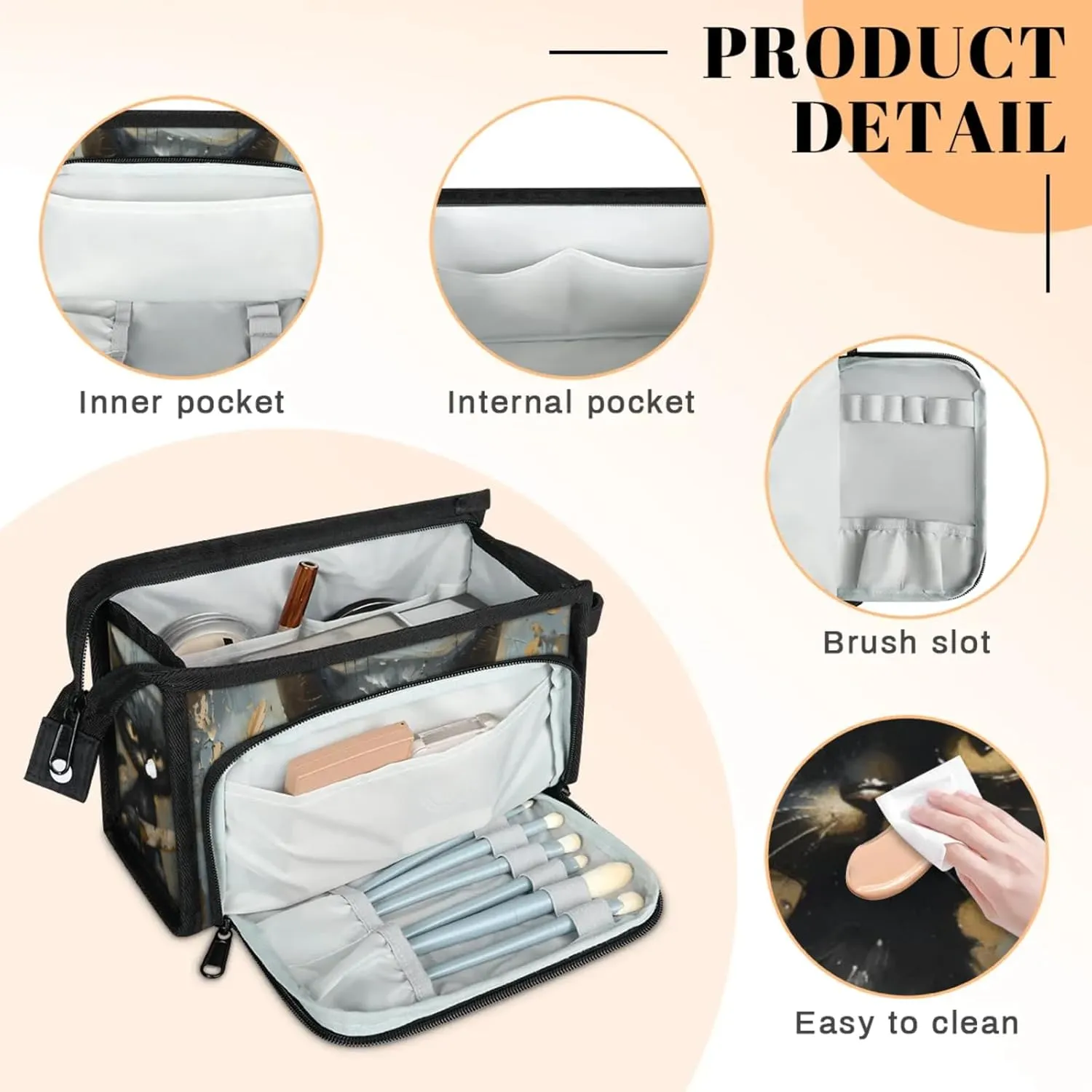 Waterproof Cosmetic Bags for Women Angry Cat Makeup Organizer Toiletry Bag with Zipper Pockets, Travel Makeup Bag for Business, Beach & Gym