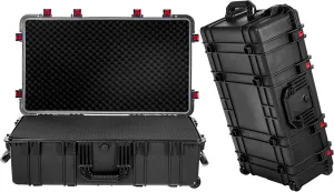 Waterproof Rolling Hard Case 35 x 20.5 x 12 Inch, Equipment Case with Foam/Wheels/ 3 Large Handles for Camera, Tool, Electronics Transport, Shockproof, Lockable, Inner 31.5" x 17.9" x 7.8"
