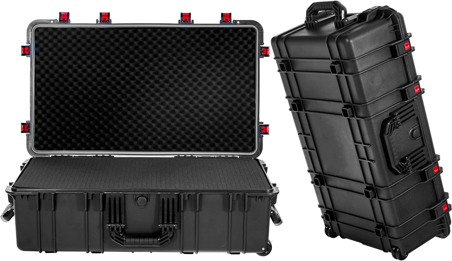 Waterproof Rolling Hard Case 35 x 20.5 x 12 Inch, Equipment Case with Foam/Wheels/ 3 Large Handles for Camera, Tool, Electronics Transport, Shockproof, Lockable, Inner 31.5" x 17.9" x 7.8"