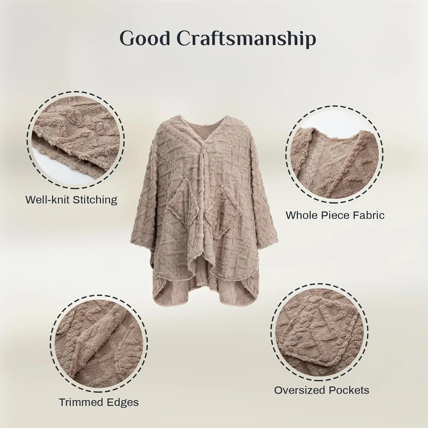 Wearable Blanket,Shawl Throw Blankets for Women and Men, Fleece Blanket with Pockets for Home and Travel
