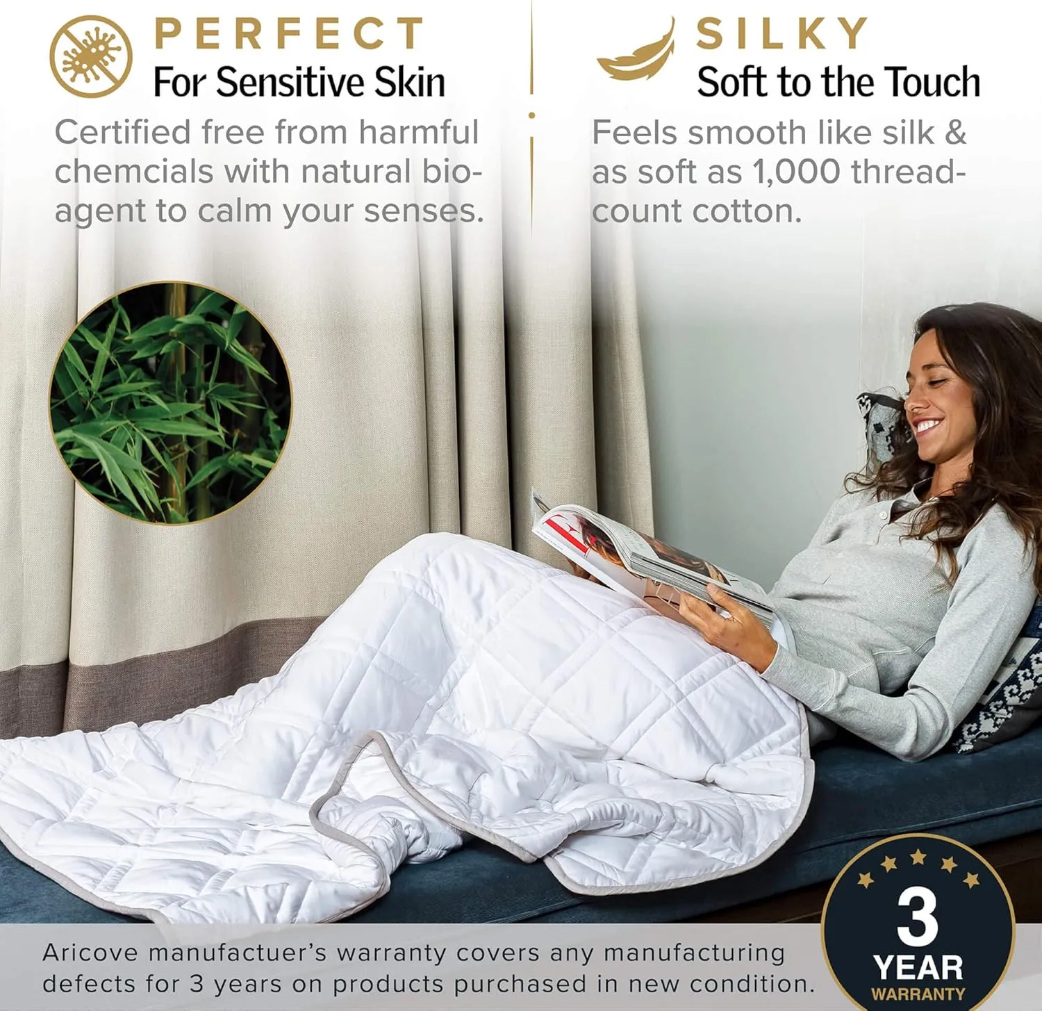Weighted Blanket for Kids and Adults, 7 lbs, Small Weighted Blanket for Travel/Home, Soft Bamboo Viscose, 40x60 inches, Machine Washable, White