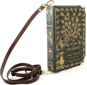 Well Read Co Crossbody Purse Handbag for Book Lovers - Pride and Prejudice Green, Vegan Leather, Large