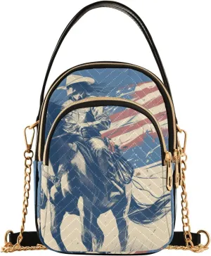 Western Cowboy 4th Of July Independence Day trendy sling bags crossbody with multi pockets hand bag for women for travel