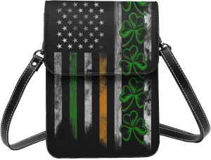 White Black Tiger Stripe Animal Leather Crossbody Cell Phone Purse Small Wallet Bags Adjustable Phone Bag for Women
