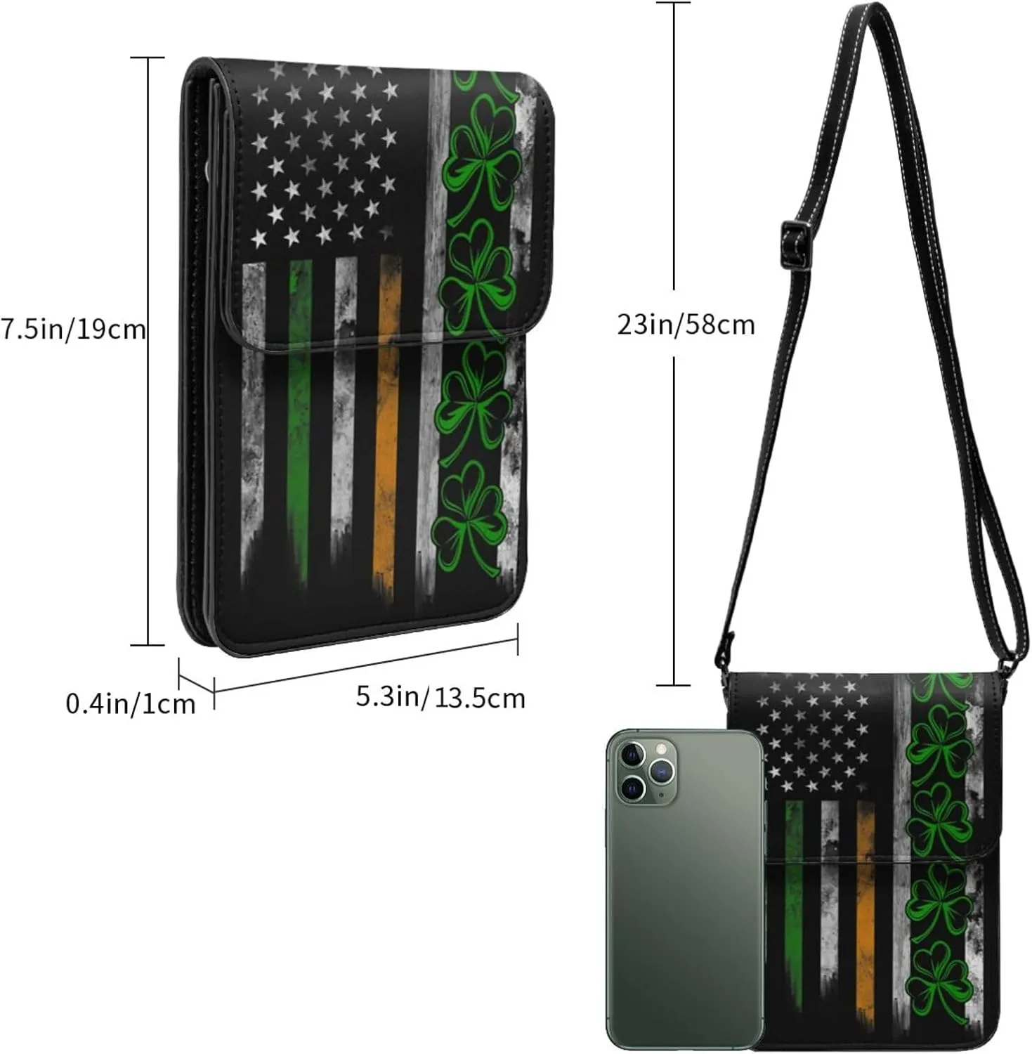 White Black Tiger Stripe Animal Leather Crossbody Cell Phone Purse Small Wallet Bags Adjustable Phone Bag for Women