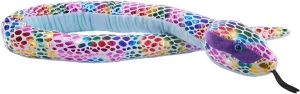 Wild Republic Foilkins Snakes, Dotted Rainbow, Stuffed Animal, 54 inches, Gift for Kids, Plush Toy, Fill is Spun Recycled Water Bottles
