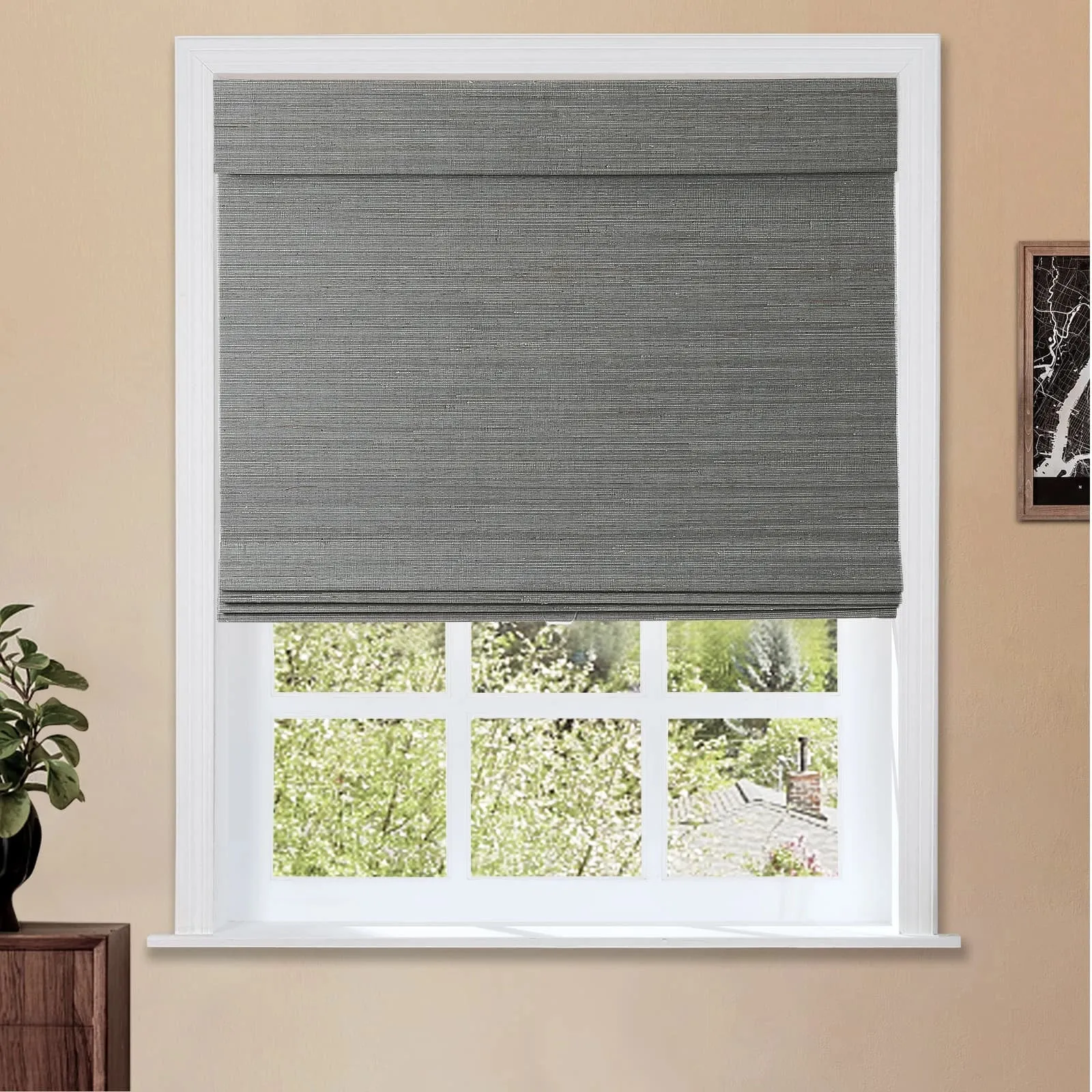 Wind Neutral Bamboo Ramie Woven Shade - Grey