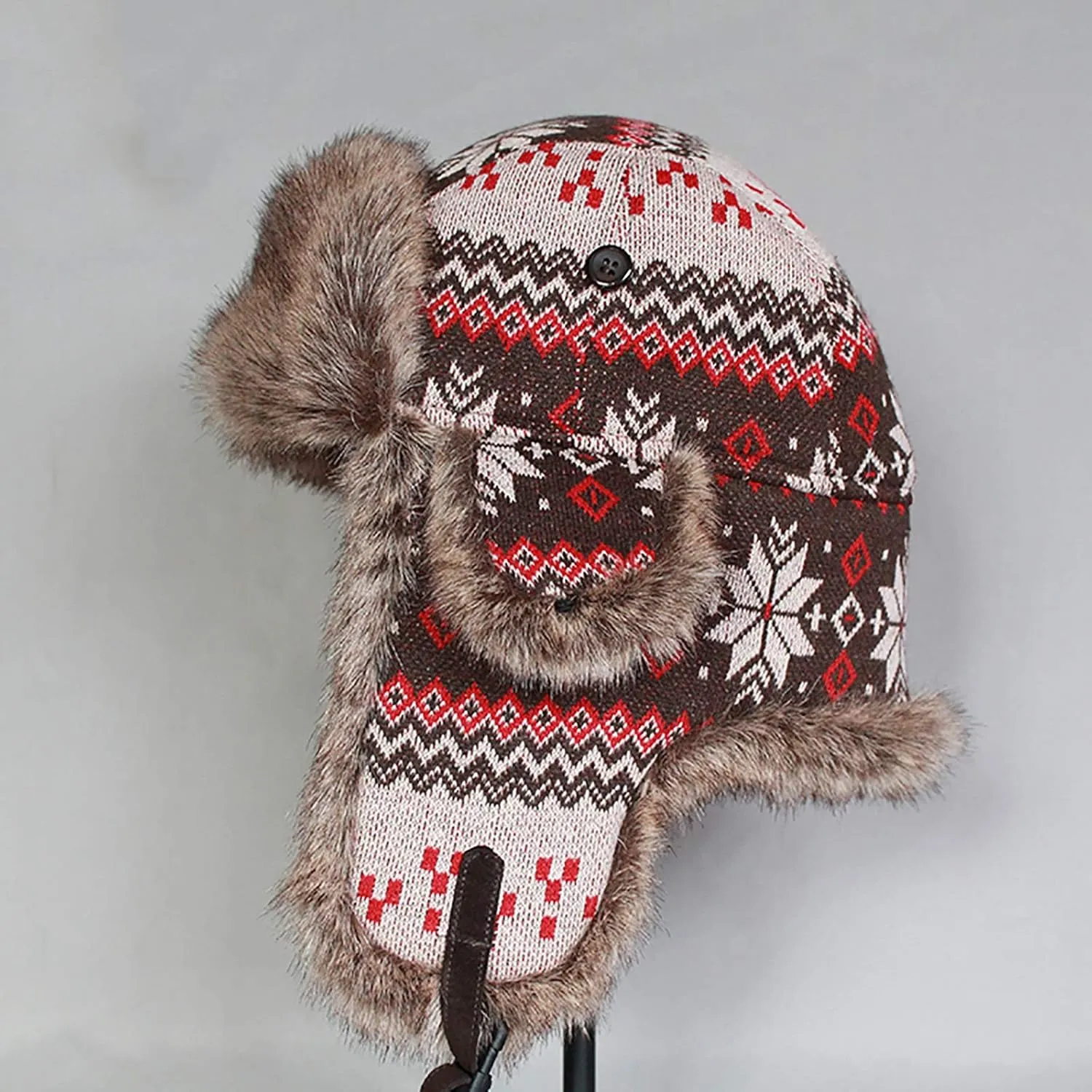 Winter Hats, Hat Winter Hat Faux Fur Trooper Trapper Hat Aviator Hat with Ear Flap for Outdoor Skating, Skiing, Hunting