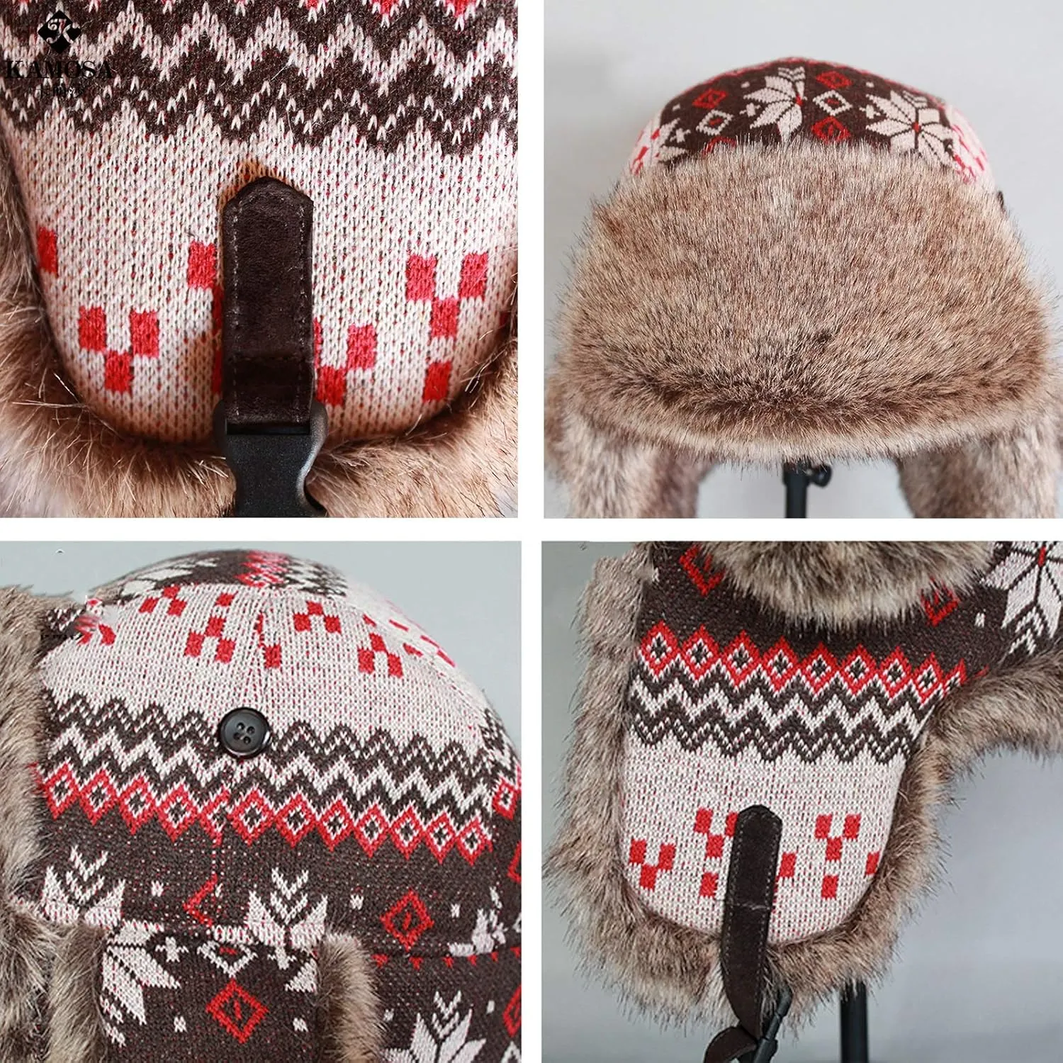 Winter Hats, Hat Winter Hat Faux Fur Trooper Trapper Hat Aviator Hat with Ear Flap for Outdoor Skating, Skiing, Hunting