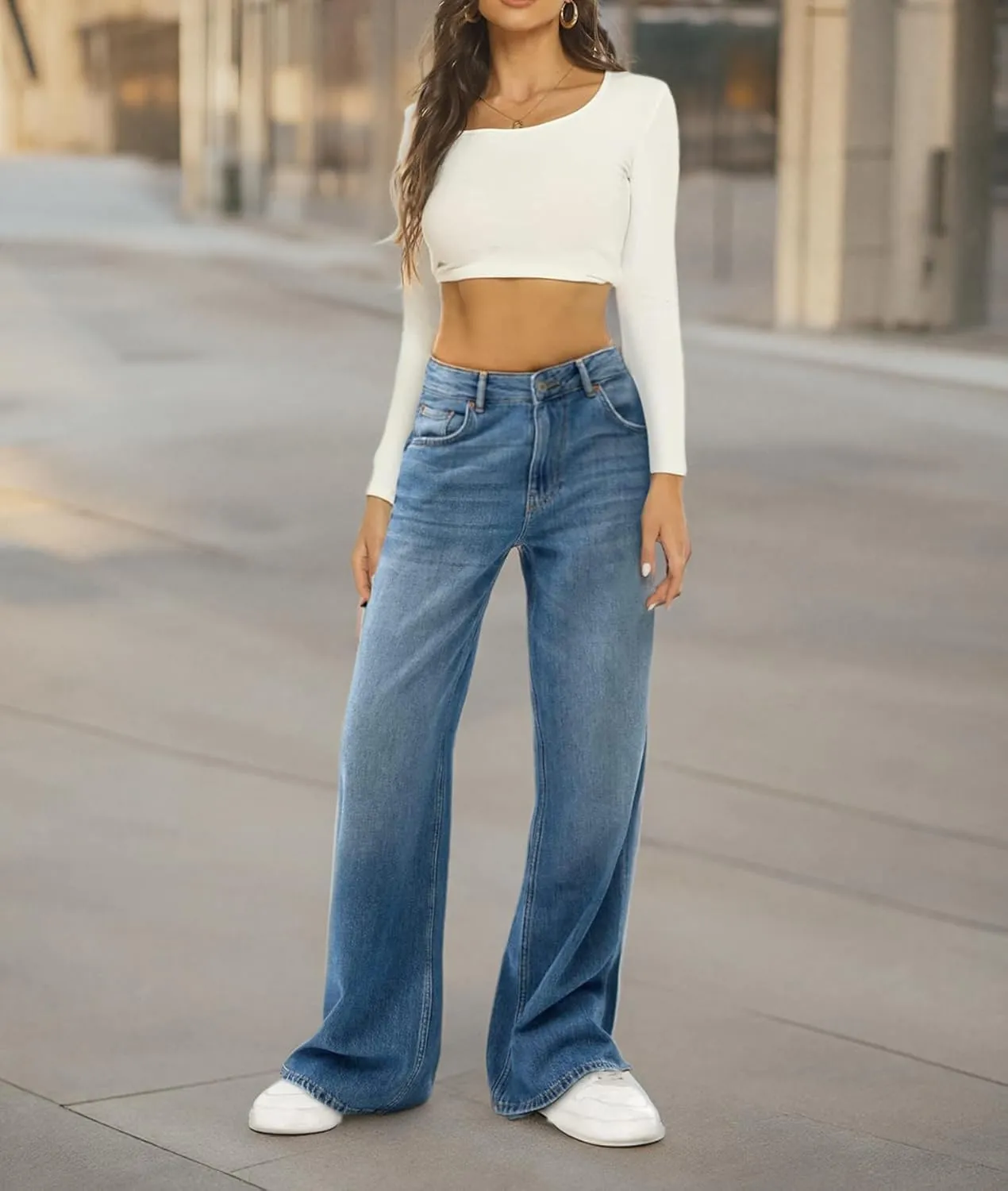 Women Baggy Y2K Jeans Vintage Low Waisted Straight Leg Denim Pants E-Girl Streetwear Clubwear