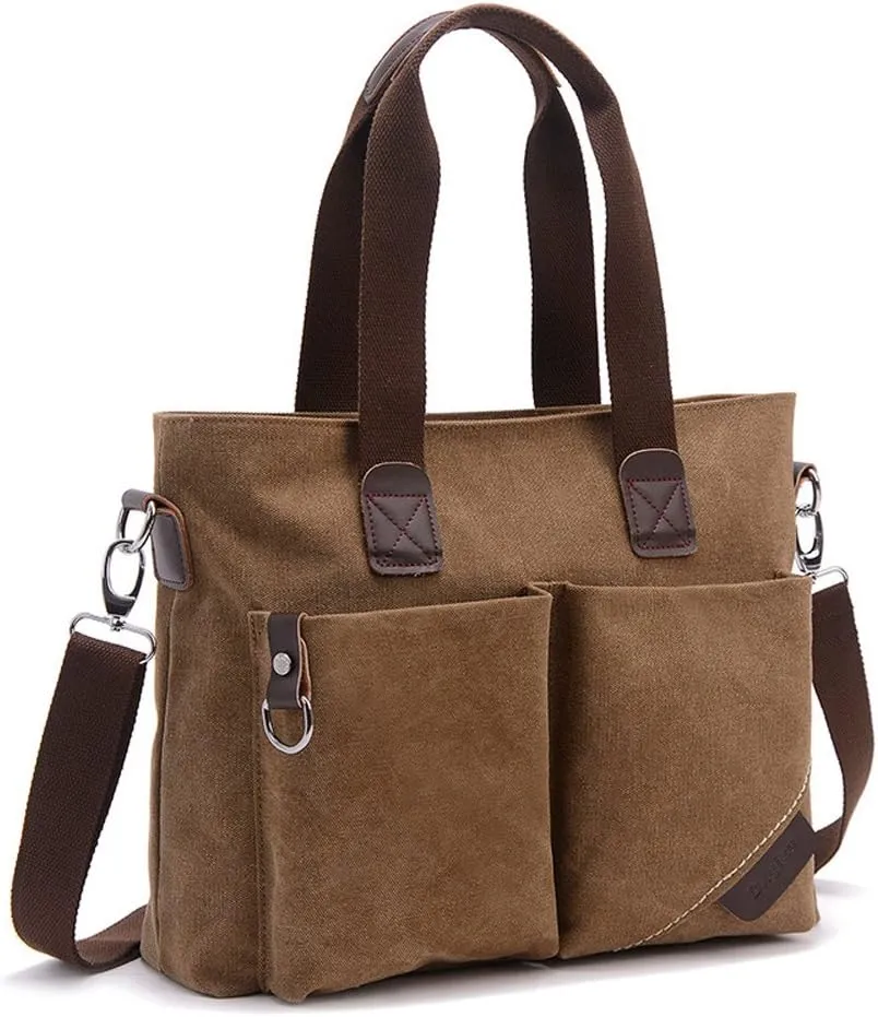 Women' Canvas Shoulder Bag Top Handle Tote Multi-pocket Handbag Purse