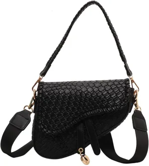 Women Cow Print Saddle Shoulder Bag Clutch Purse Underarm Handbag Satchel Zipper Crossbody Bag
