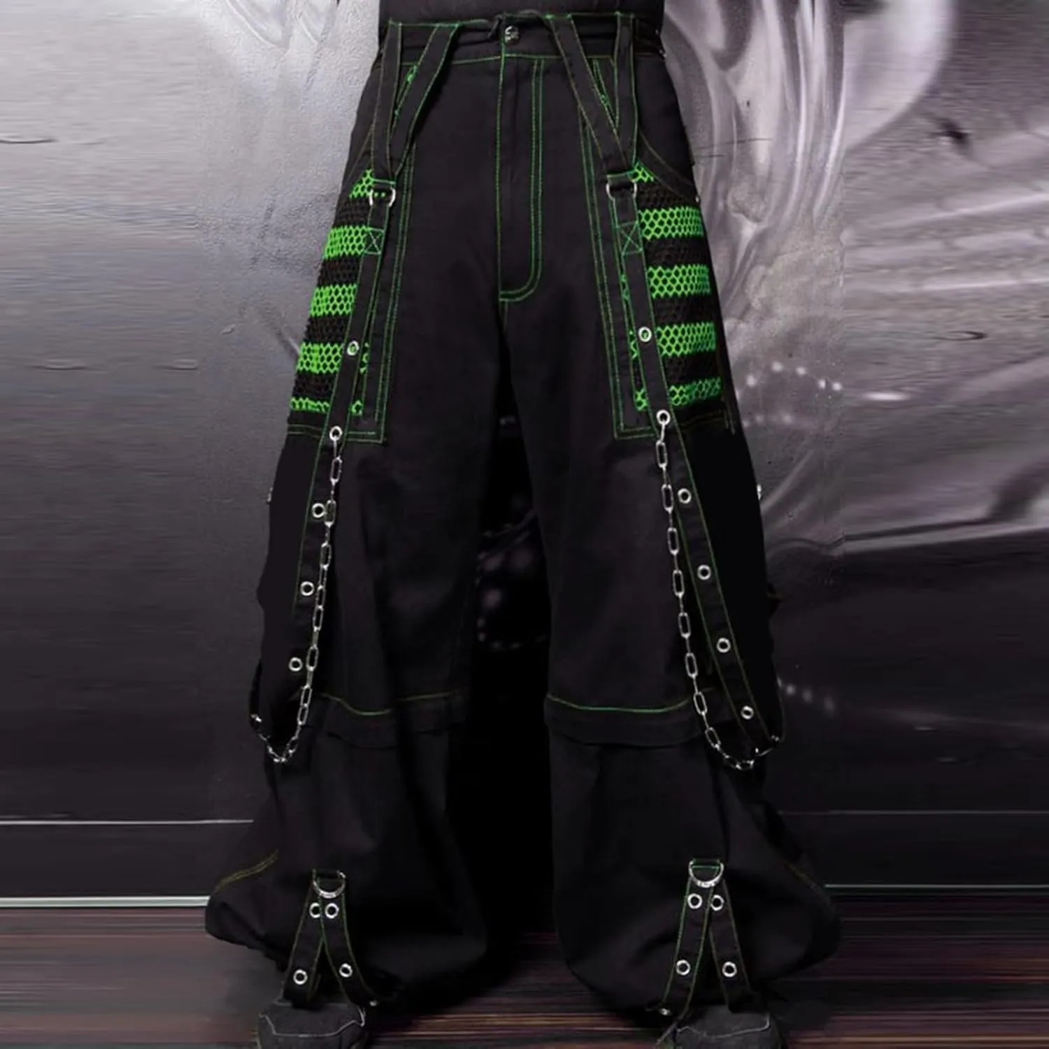 Women Emo Goth Baggy Pants Hip Hop Jeans Y2K Punk Scene High Waisted Wide Leg Denim Pants Streetwear