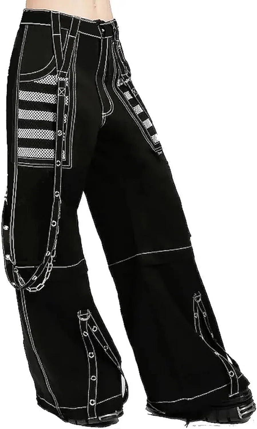 Women Emo Goth Baggy Pants Hip Hop Jeans Y2K Punk Scene High Waisted Wide Leg Denim Pants Streetwear