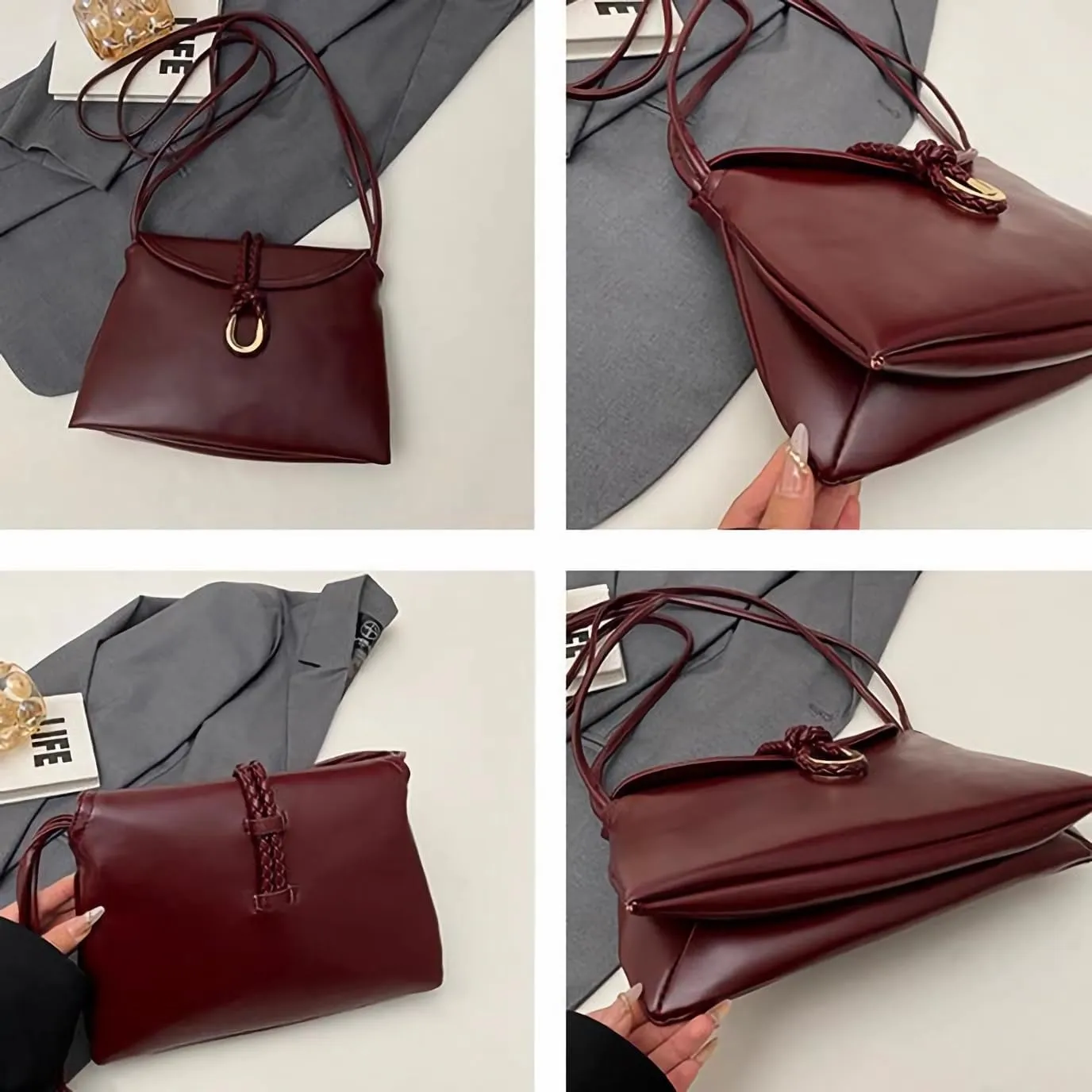 Women Envelope Bag Square Crossbody Bags Commuter Shoulder Bag Synthetic Leather Purses