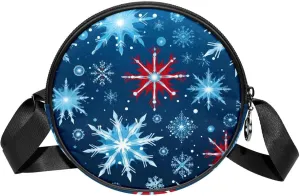Women Fashionable Crossbody Bag – Versatile Round Bag for Every Occasion, Christmas Snowflake print
