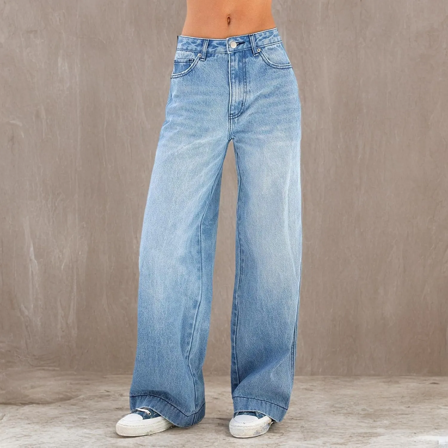 Women High Waisted Pants Wide Leg Denim Jeans Straight Casual Loose Baggy Trousers Vintage Y2K E-Girl Streetwear