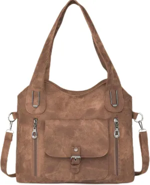 Women PU Leather Shoulder Bag Vintage Crossbody Tote Handbag