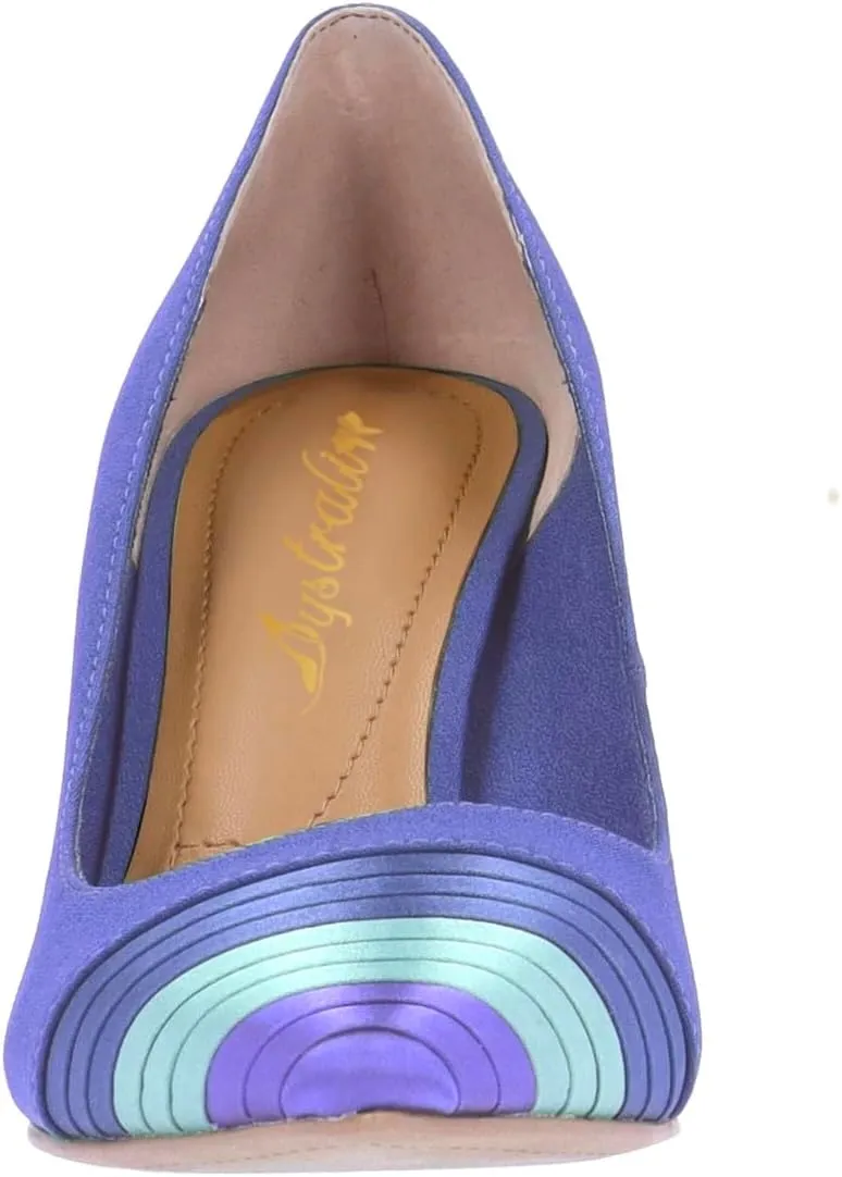 Women Rainbow Kitten Heels Pumps Pointed Toe Satin Stiletto High Heels Pumps Slip On Multicolored Closed Cap Toe Dress Sandals Patchwork Colorful Wedding Shoes Office Lady Sexy 4-11 M US