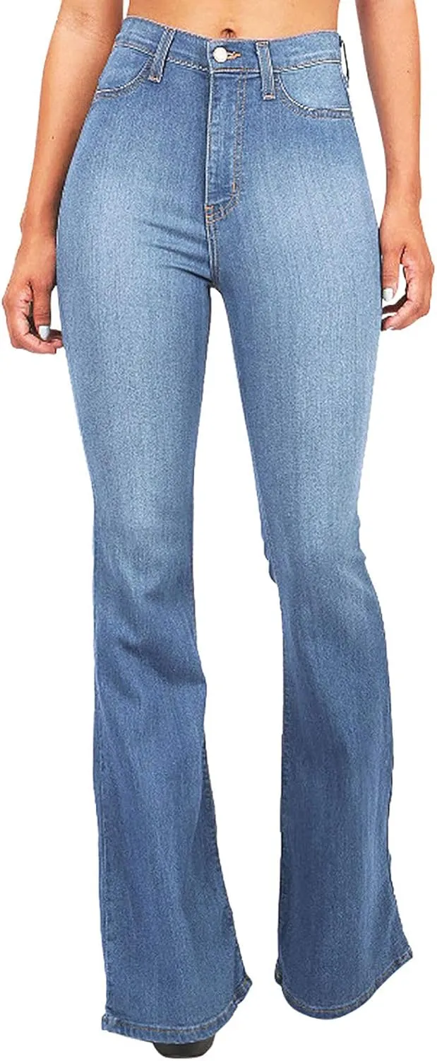 Women Teen Girls Flare Bell Bottom Jeans Y2K Sexy Curvy Slim Fit Butt Lifting Denim Skinny Jeans Available Large Sizes