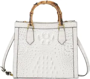 Women Tote bag, Bamboo Shape Handle, PU Leather Top Handle Bags, Womens Crossbody Bag