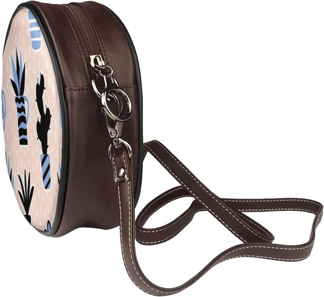 Women Vintage Style Faux Leather Crossbody Shoulder Bag, Ladies Purse Satchel Bag Circle Crossbody Bags for Women