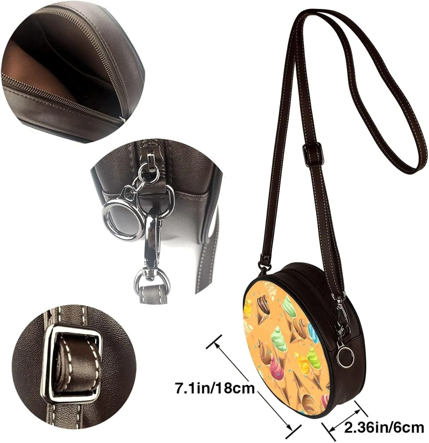 Women Vintage Style Faux Leather Crossbody Shoulder Bag, Ladies Purse Satchel Bag Circle Crossbody Bags for Women
