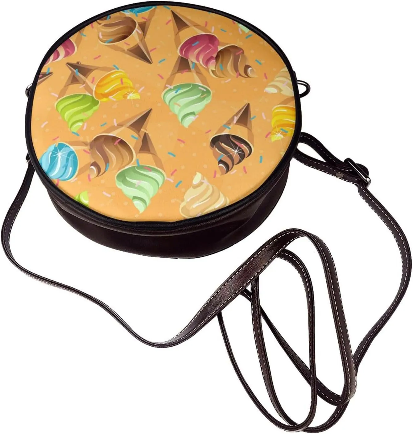 Women Vintage Style Faux Leather Crossbody Shoulder Bag, Ladies Purse Satchel Bag Circle Crossbody Bags for Women
