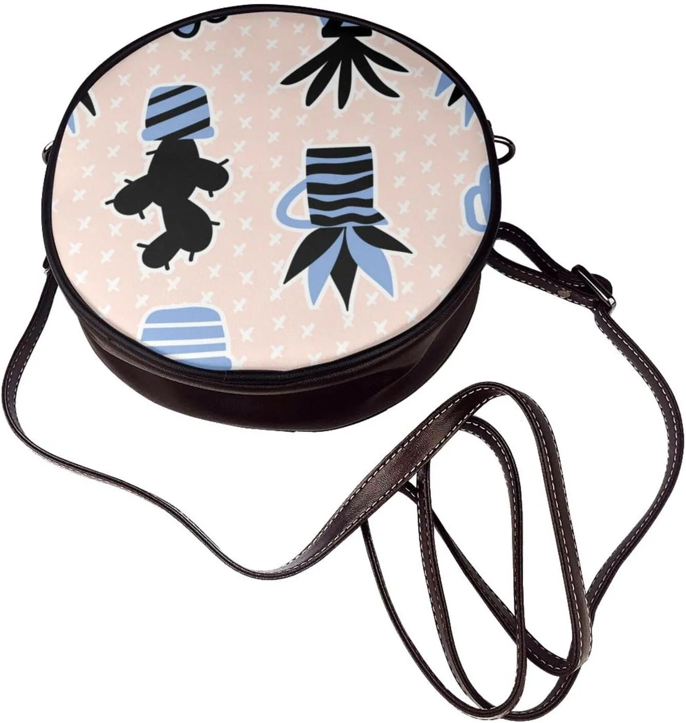 Women Vintage Style Faux Leather Crossbody Shoulder Bag, Ladies Purse Satchel Bag Circle Crossbody Bags for Women
