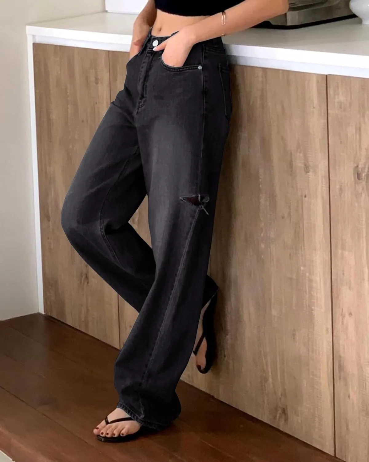 Women's Baggy Boyfriend Jeans Vintage Wide Leg Mid Rise Barrel Denim Pants