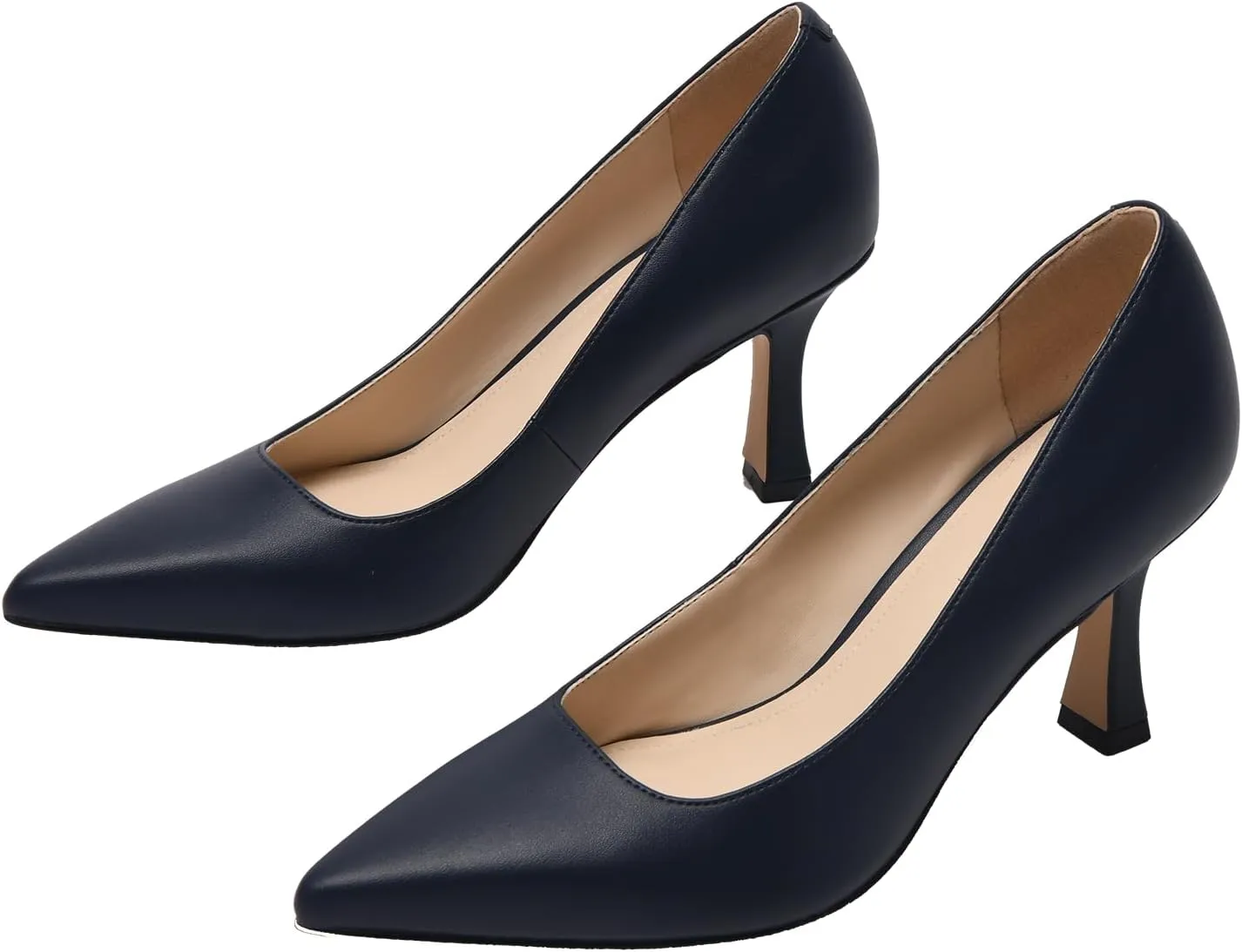 Women's Closed Toe Pointed Pumps Mid High Kitten Heels for Women Dress Shoes Womens Wedding Dressy Shoes