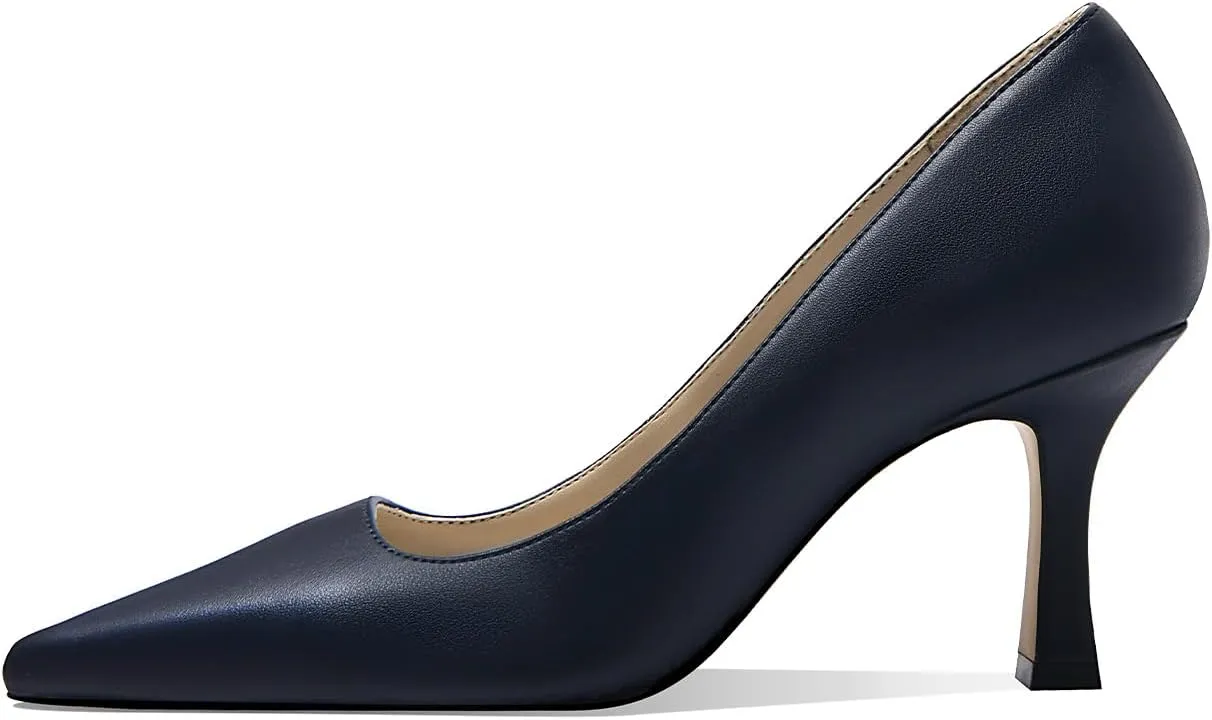 Women's Closed Toe Pointed Pumps Mid High Kitten Heels for Women Dress Shoes Womens Wedding Dressy Shoes