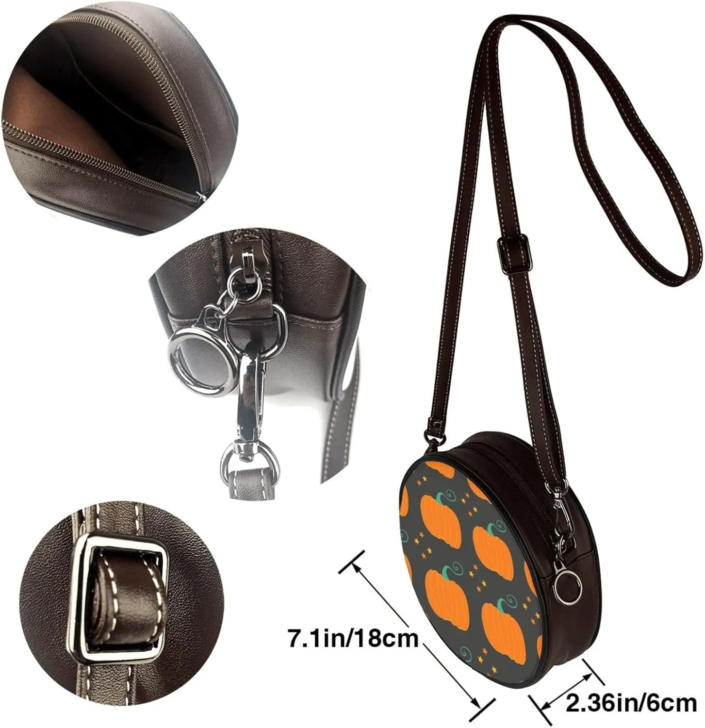Women's Faux Leather Small Circle Crossbody Purse Shoulder Bag Handbag Sling Bag for Women